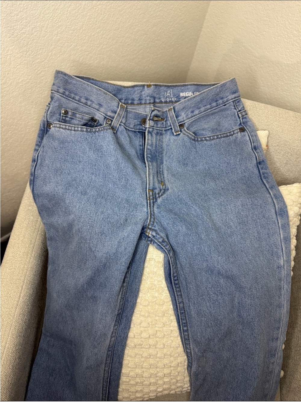George Women's Straight Leg Jeans - Light Wash Blue